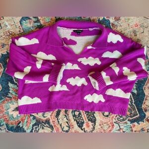 J. NNA Purple Cloud Cropped Sweater Size L